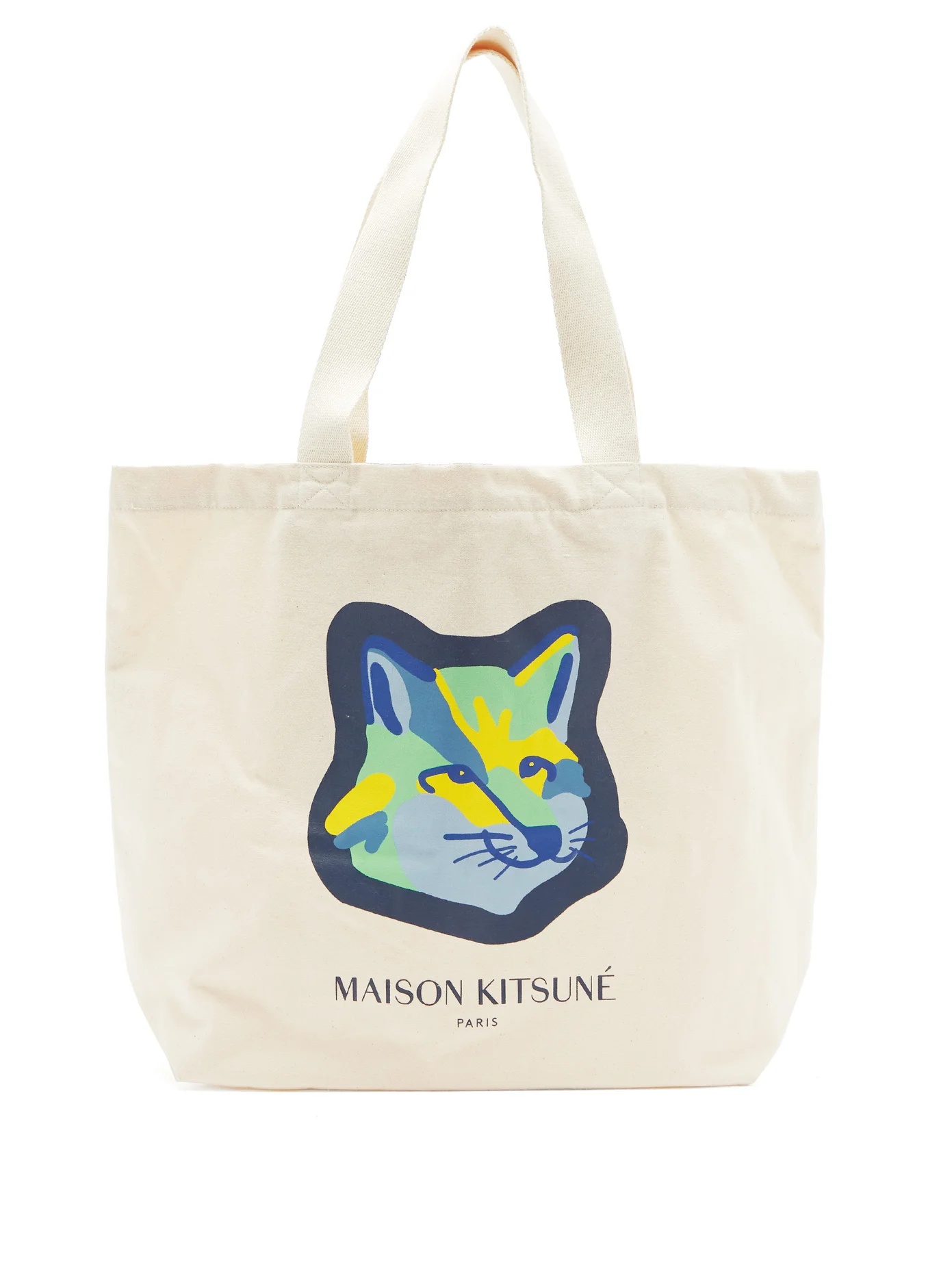 Neon Fox-Head logo-print canvas tote bag - 1