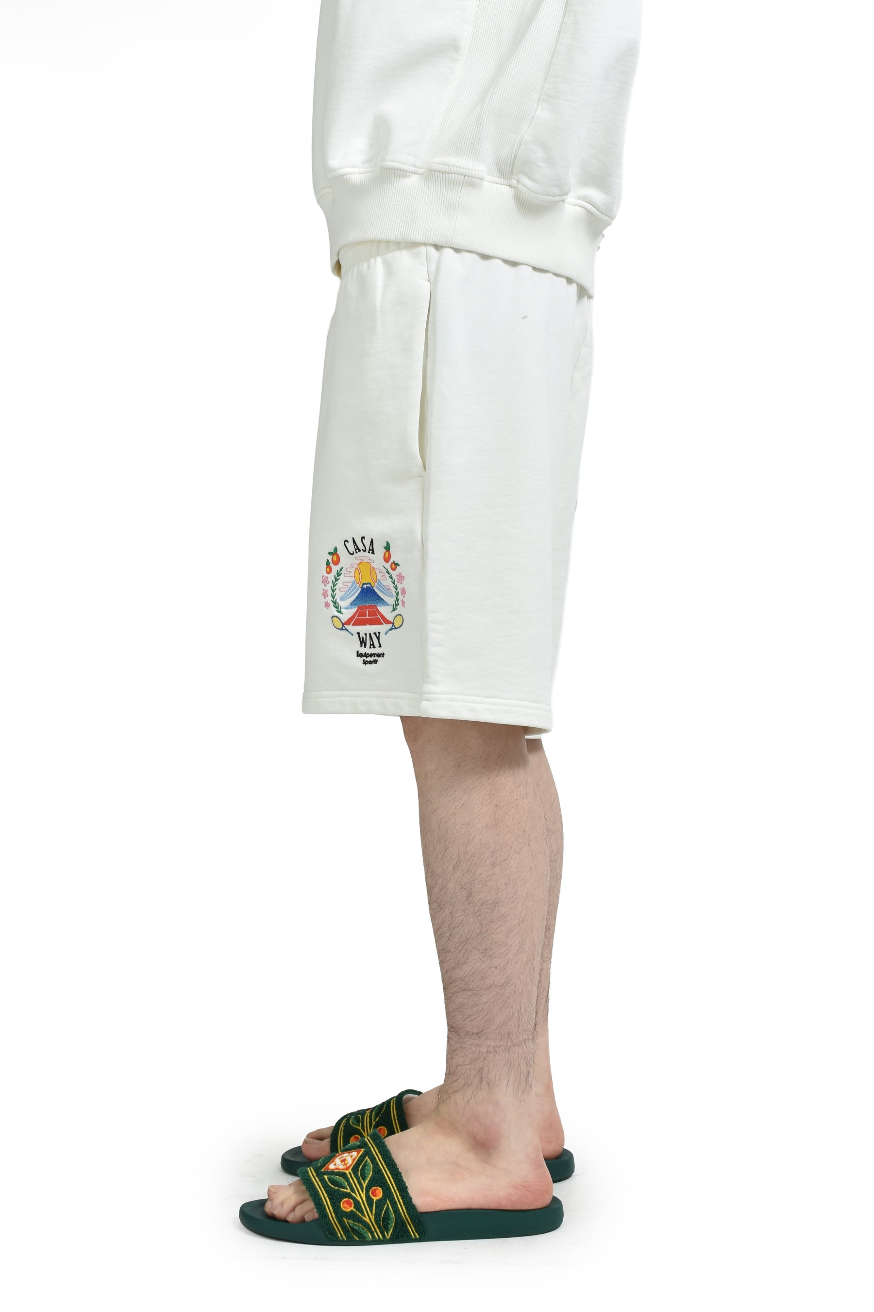 CASA WAY MOUNTAIN EMBROIDERED SWEATSHORTS / WHT - 3