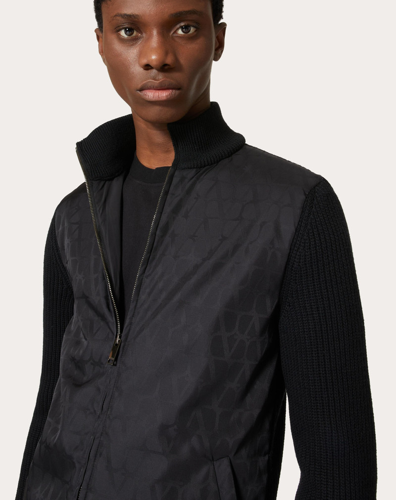 WOOL KNIT JACKET WITH TOILE ICONOGRAPHE NYLON JACQUARD FRONT PANEL 5