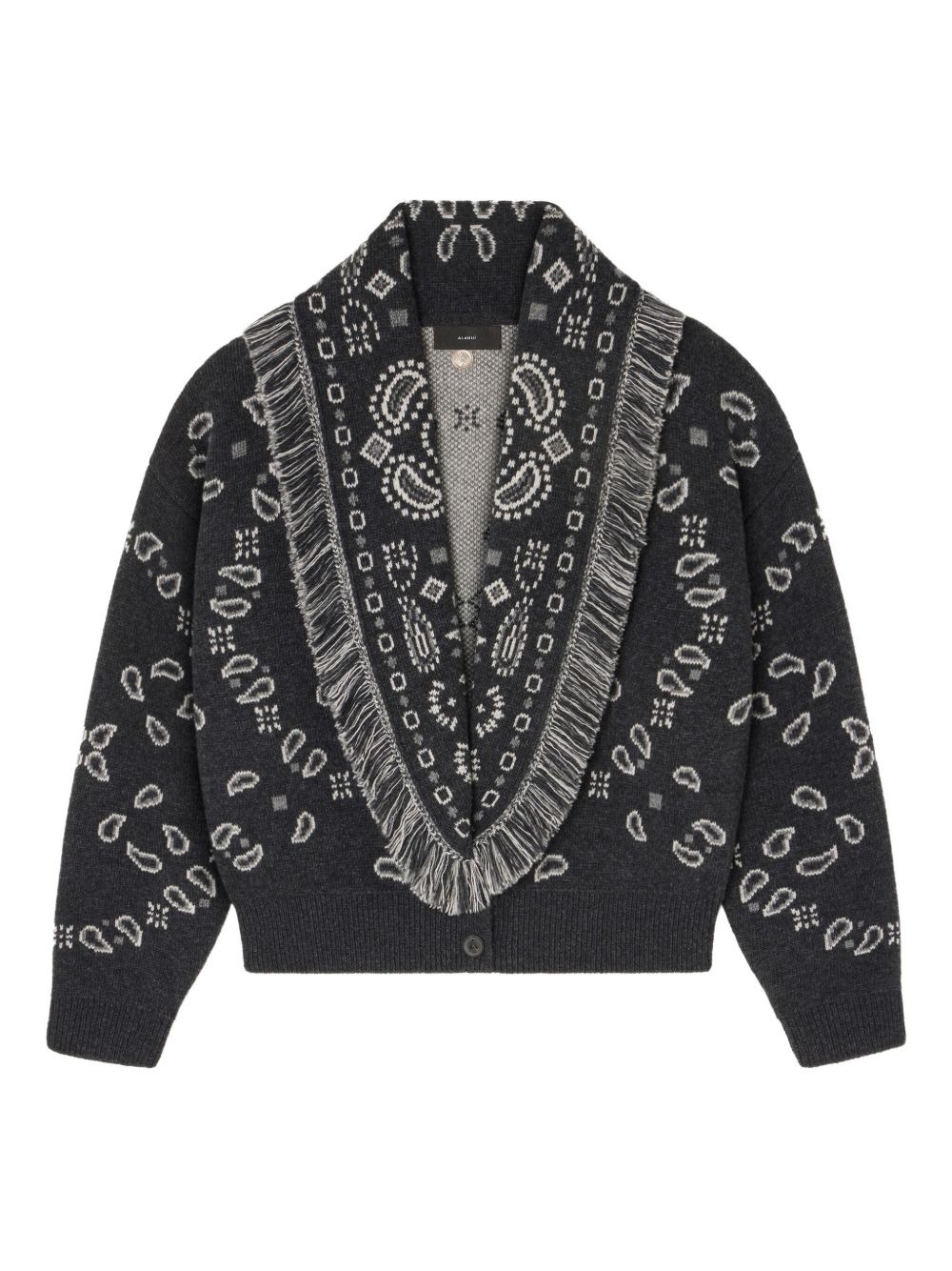 paisley-jacquard fringe cardigan - 1