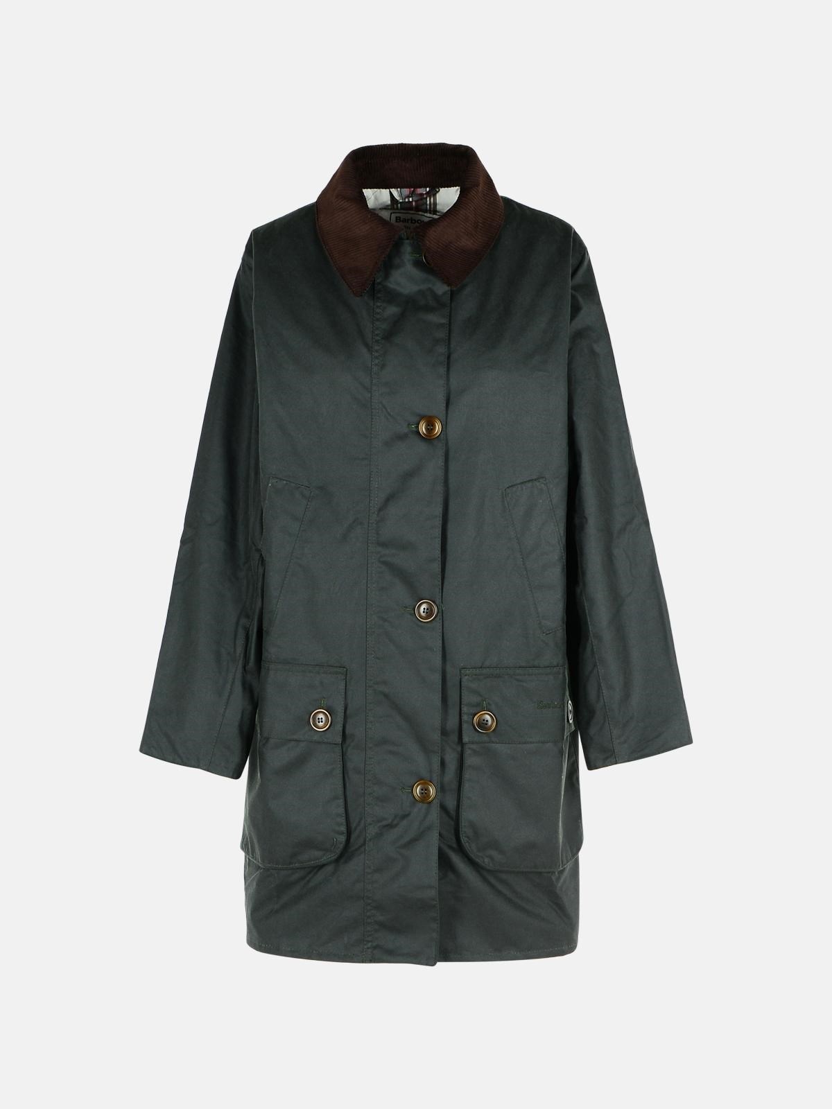 'ALEXA' GREEN WAXED COTTON JACKET - 1