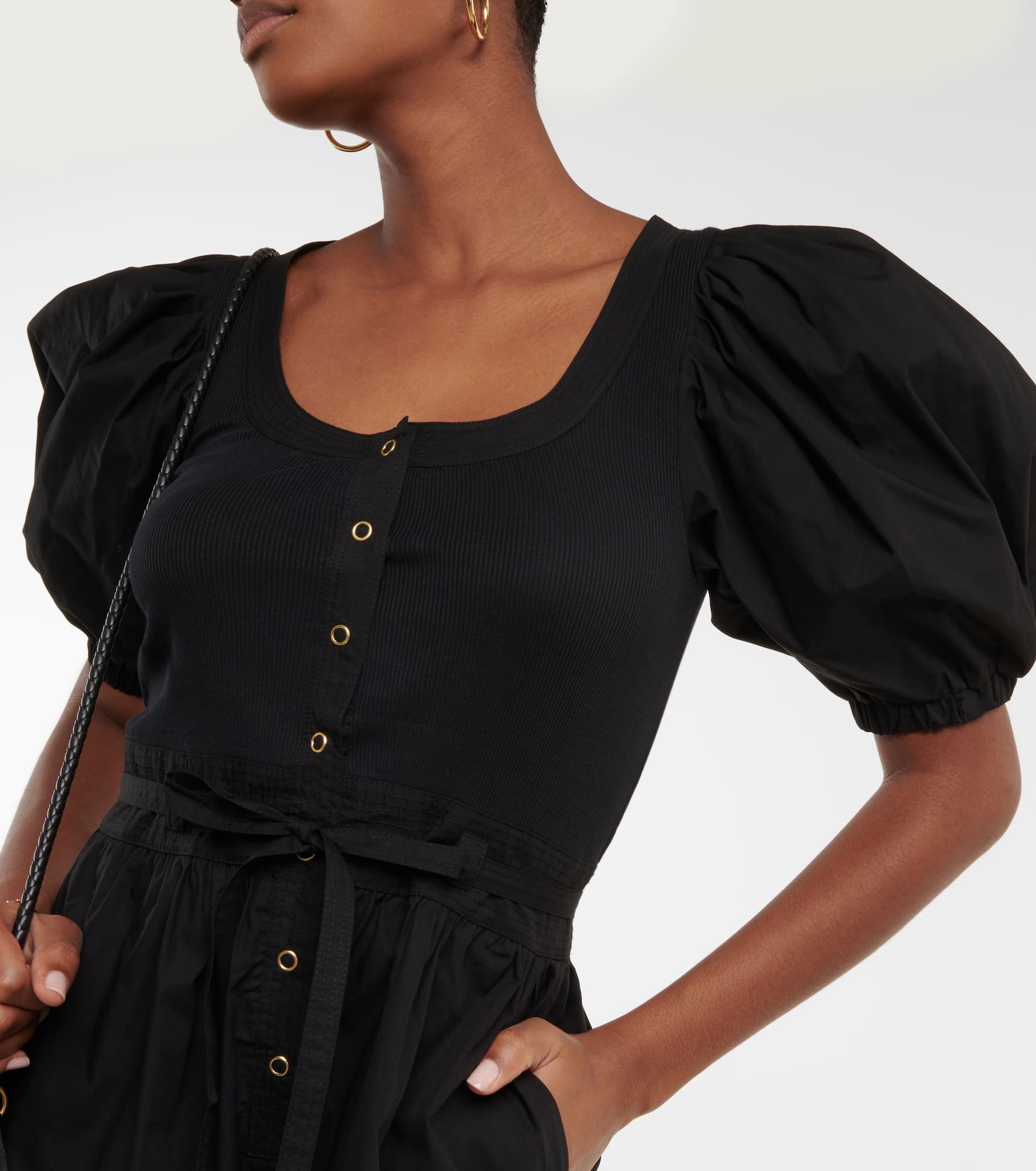 Leia cotton jersey and poplin playsuit - 4