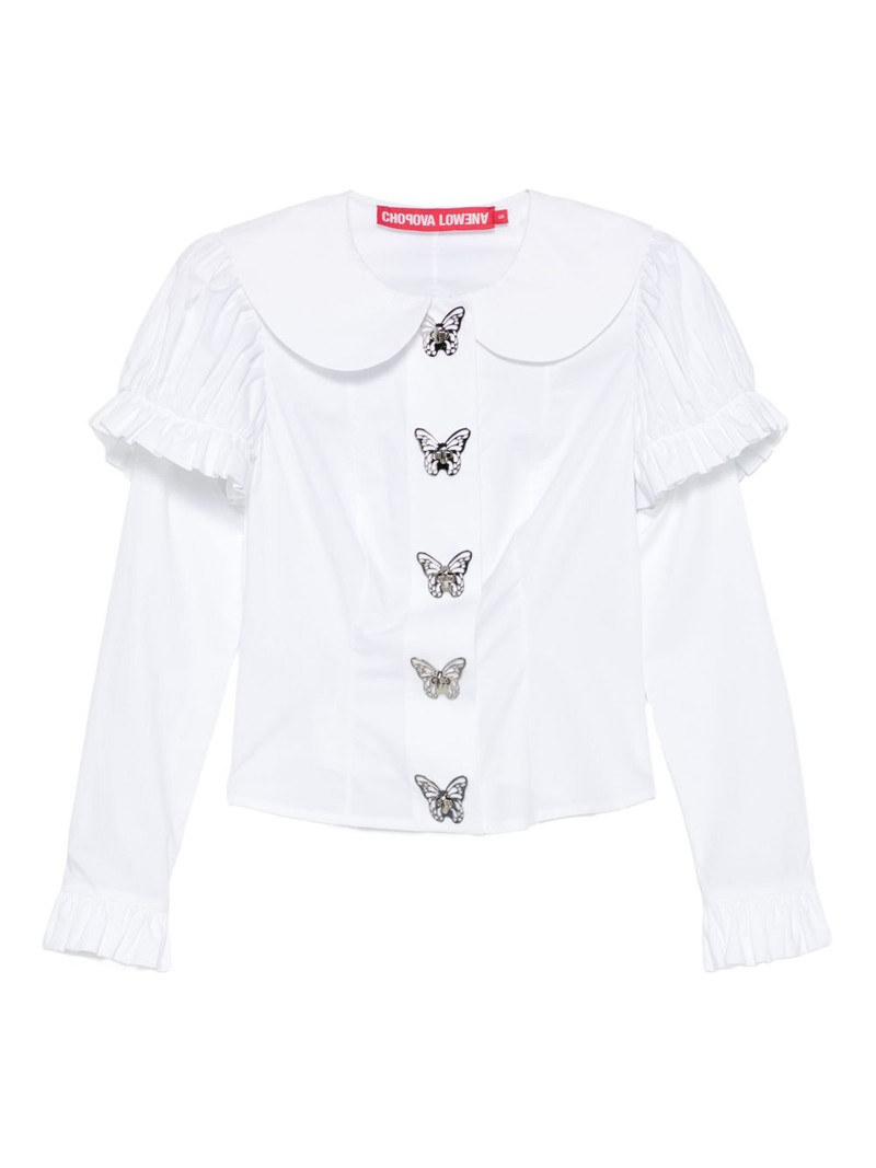 butterfly-embellished ruffled shirt 1