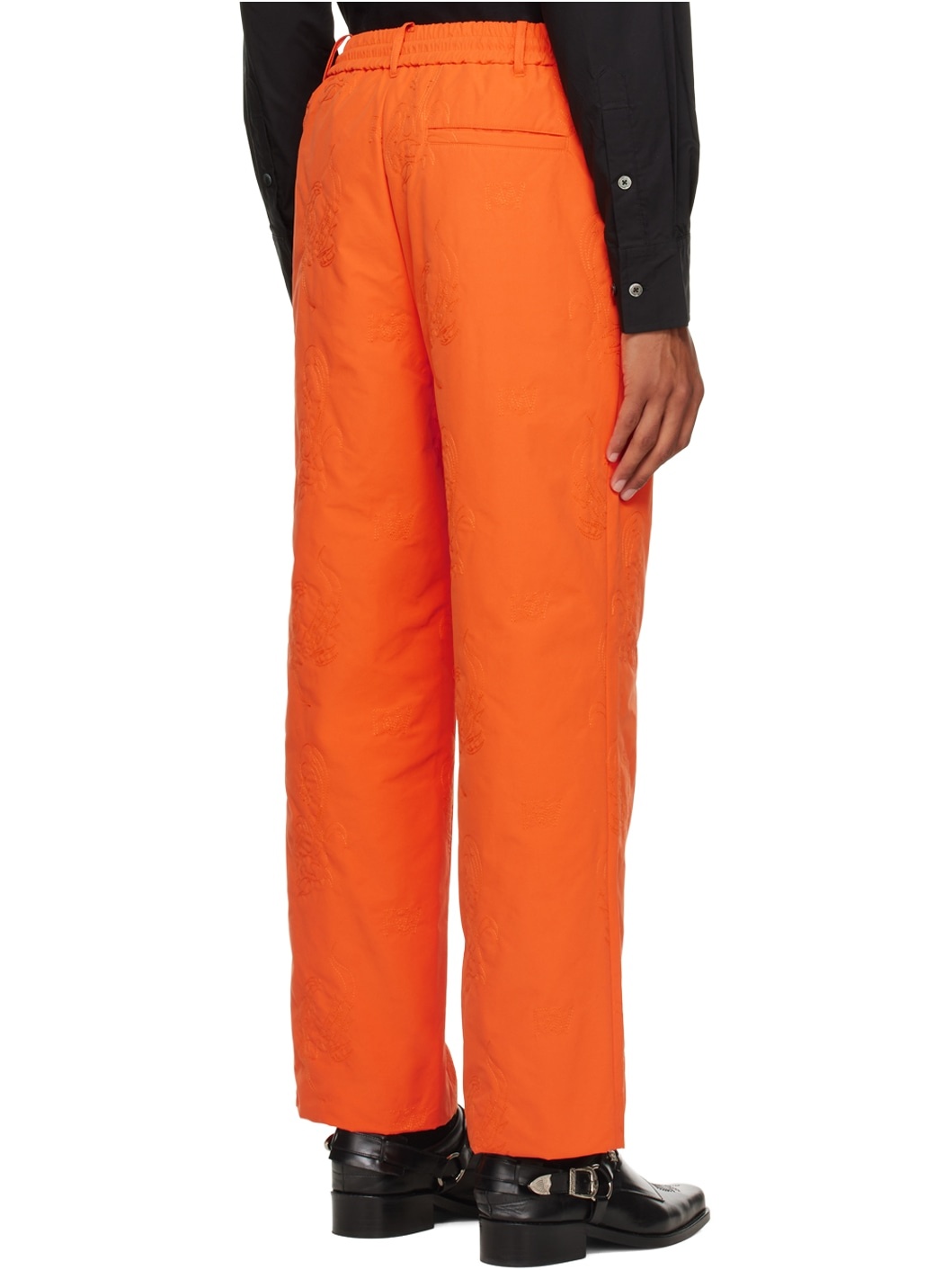 Orange Phoenix Embroidered Trousers - 3