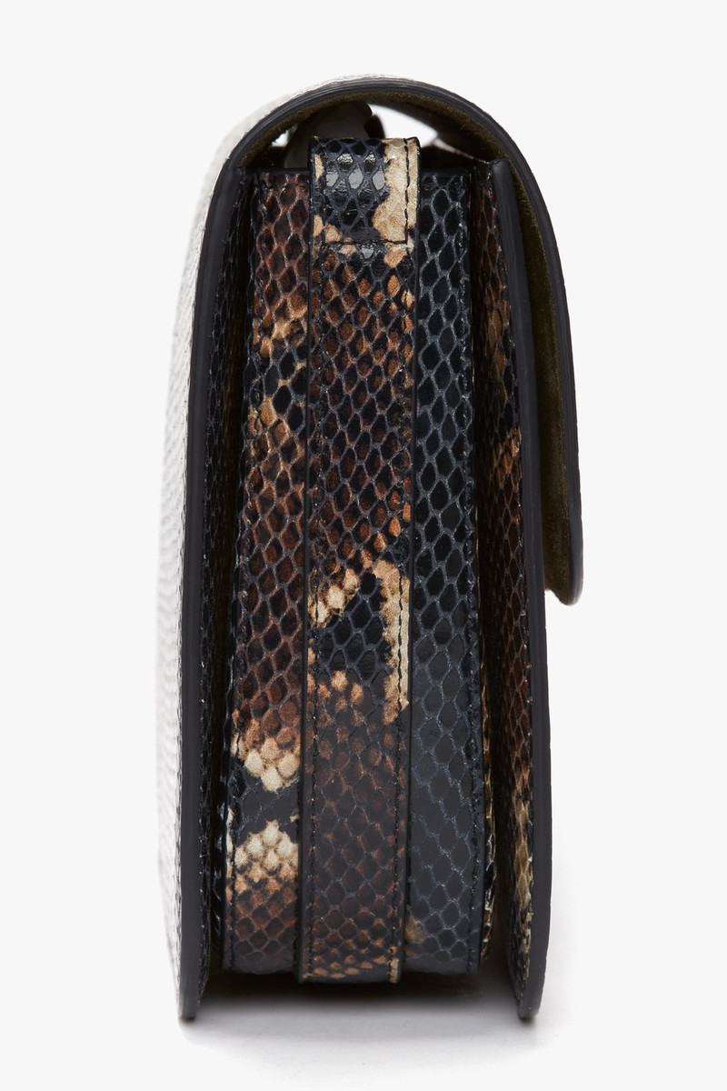 Chain Shoulder Bag In Navy-Brown Leather 8