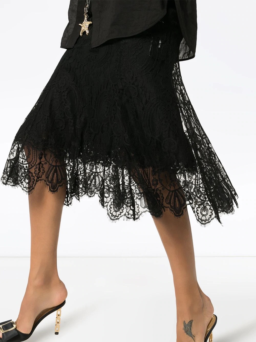 fluted lace midi skirt - 5