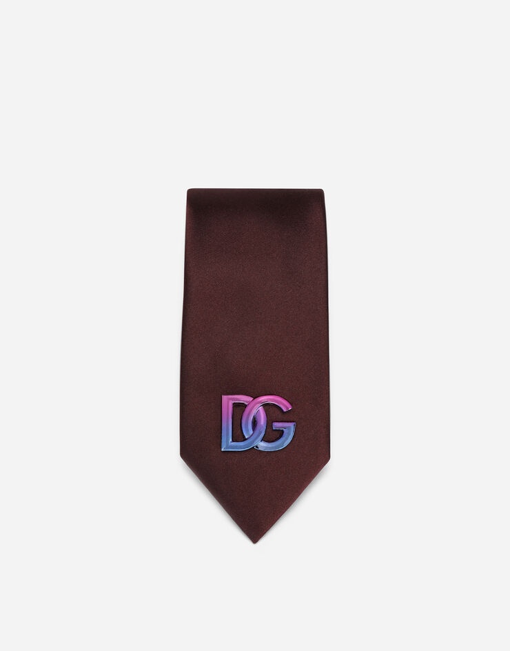 6-cm silk blade tie with metal DG logo - 2