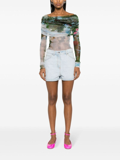 MSGM high-rise ripped-detailing denim shorts outlook