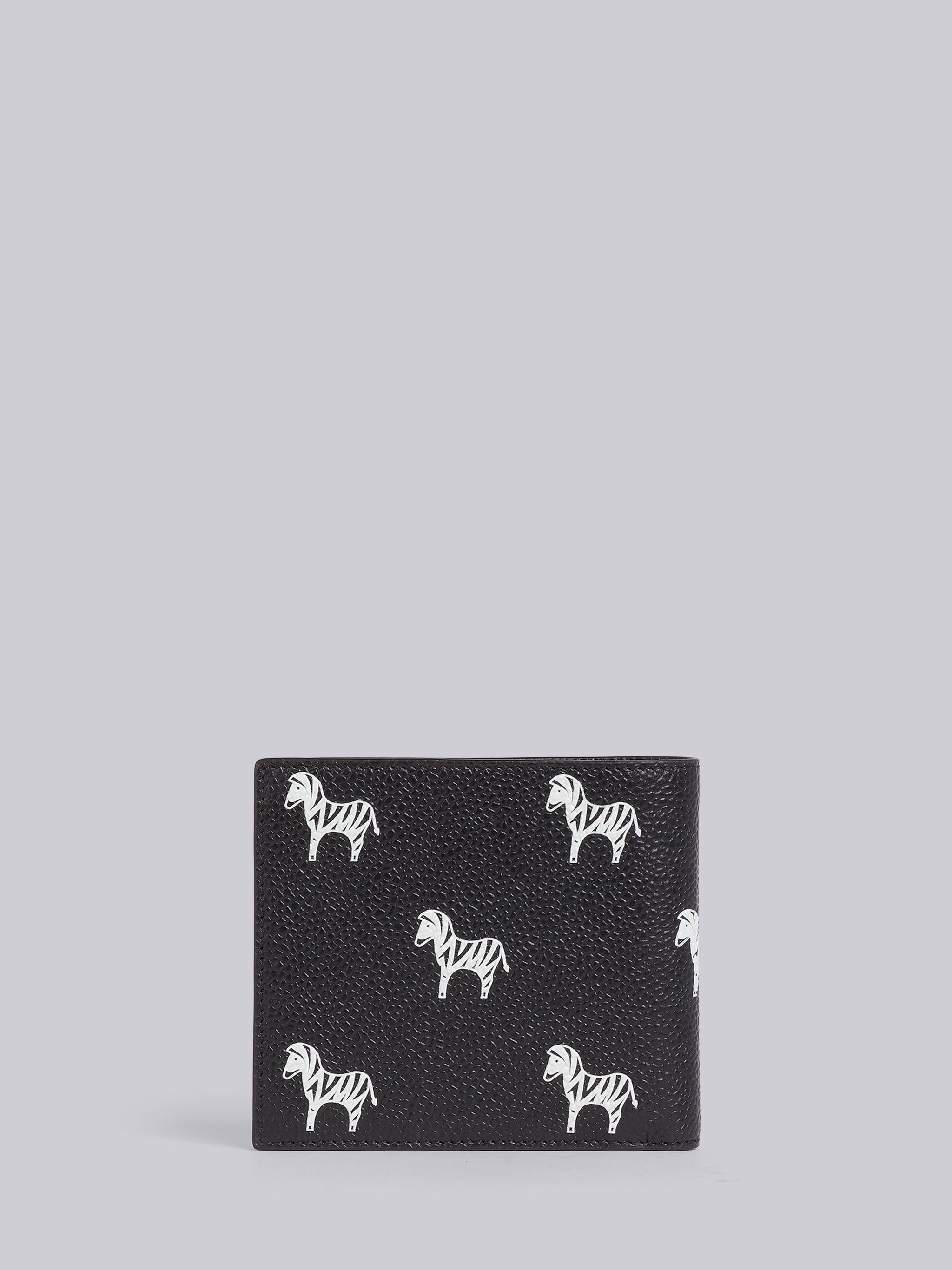 Black Pebbled Calfskin Zebra Print Billfold - 4