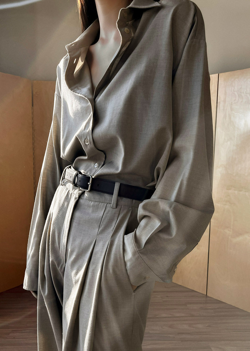 Gelso Shirt - Light Taupe Melange 1