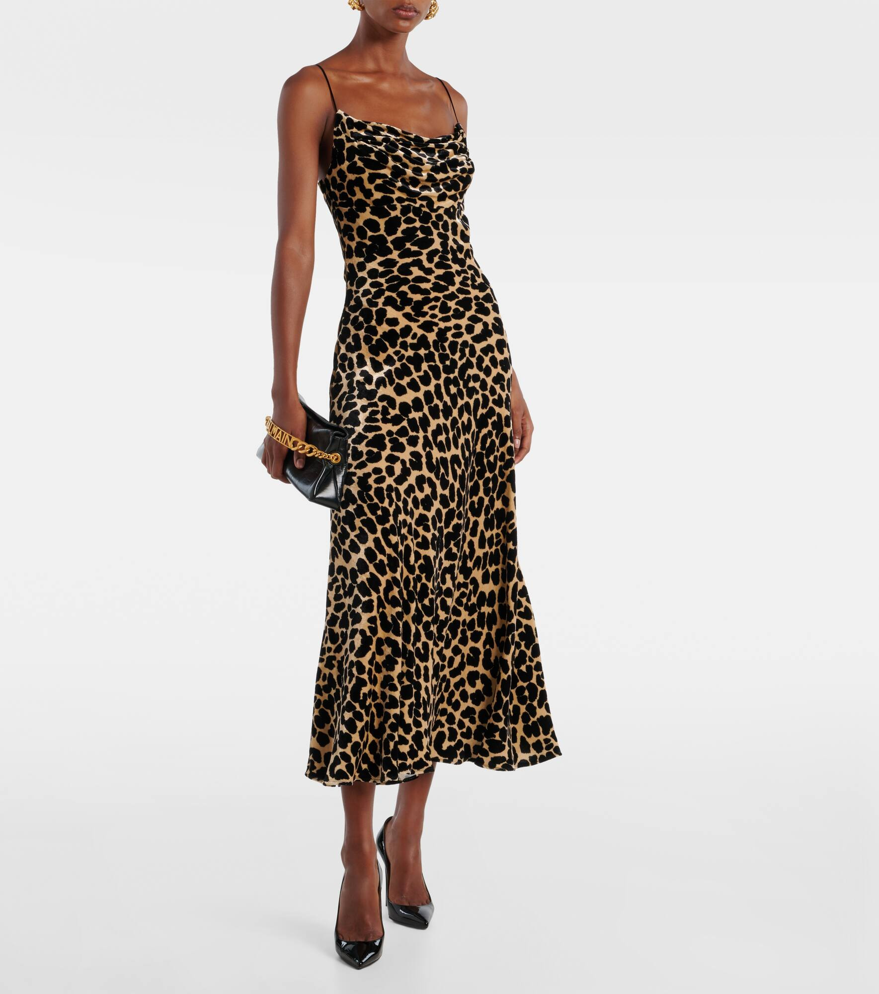 Leopard-print velvet midi dress - 2