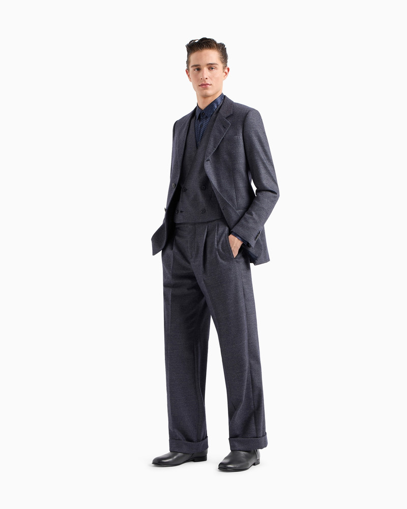 Double breasted waistcoat in denim-effect virgin wool and cashmere 2