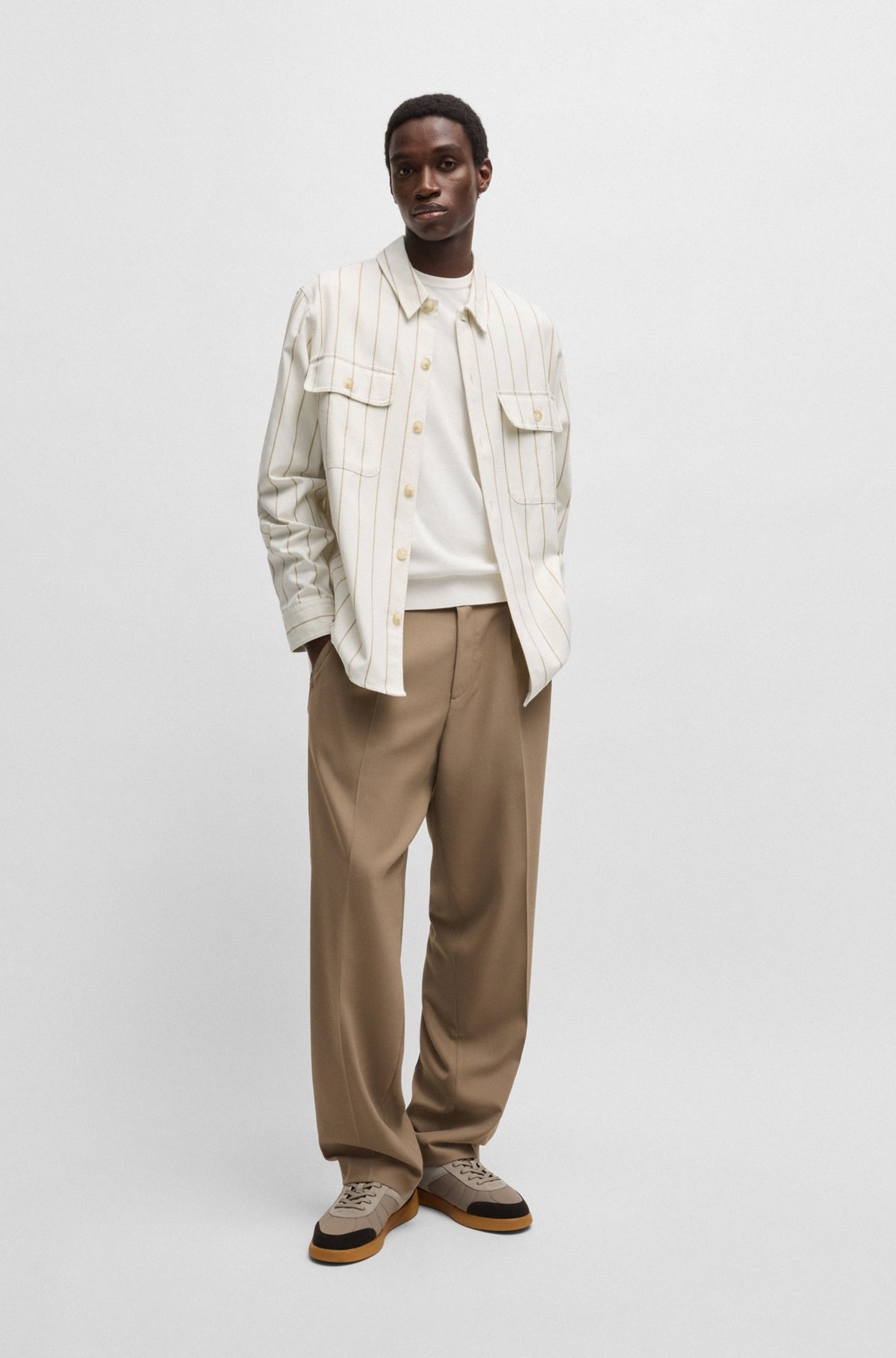OVERSIZE-FIT OVERSHIRT IN STRIPED OXFORD COTTON - 4
