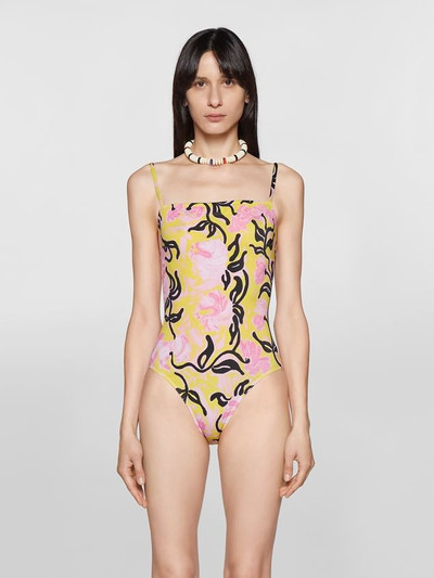 Marni ONE-PIECE SWIMMING COSTUME IN YELLOW FLOREAL STRIPE PRINT outlook