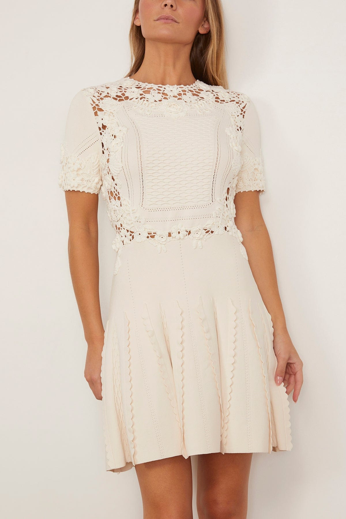 Henrietta Short Sleeve Knit Mini Dress in Pristine - 3
