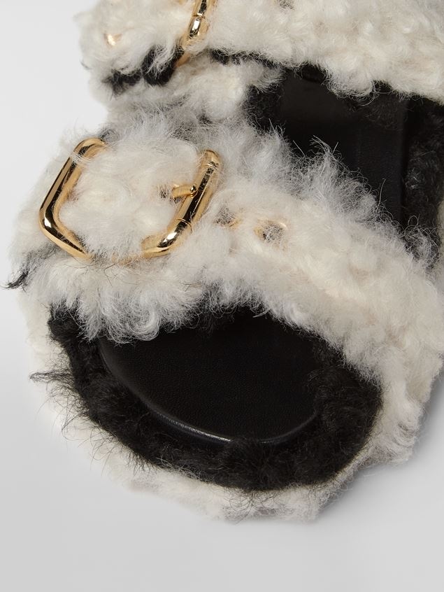 DOUBLE BUCKLE FUSSBETT IN WHITE SHEARLING - 5