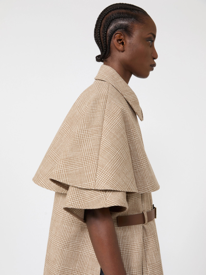 FAVETTA Glen plaid cotton cloak - TOBACCO 6