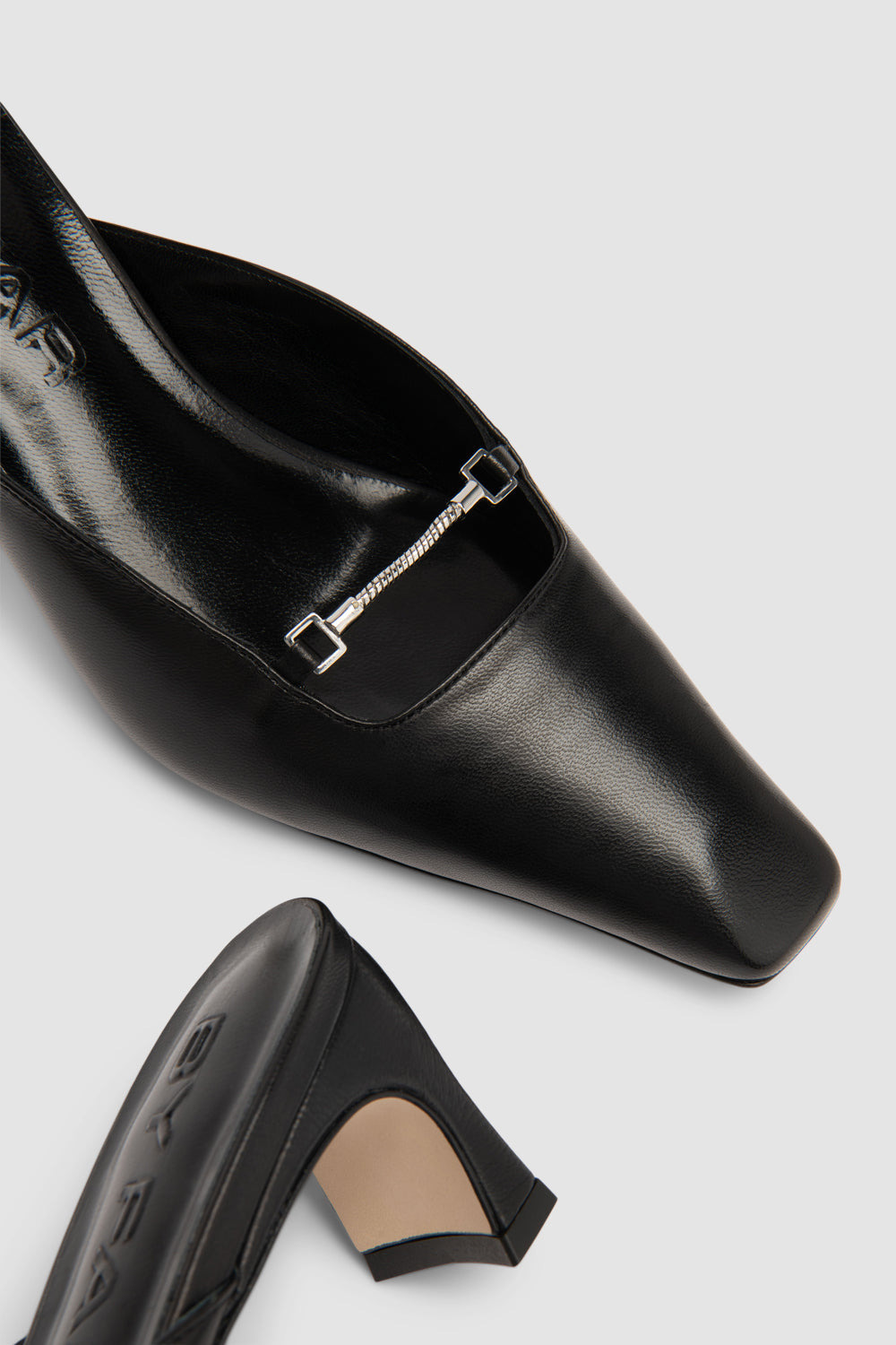 Leda Black Lamb Nappa Leather Mule - 4