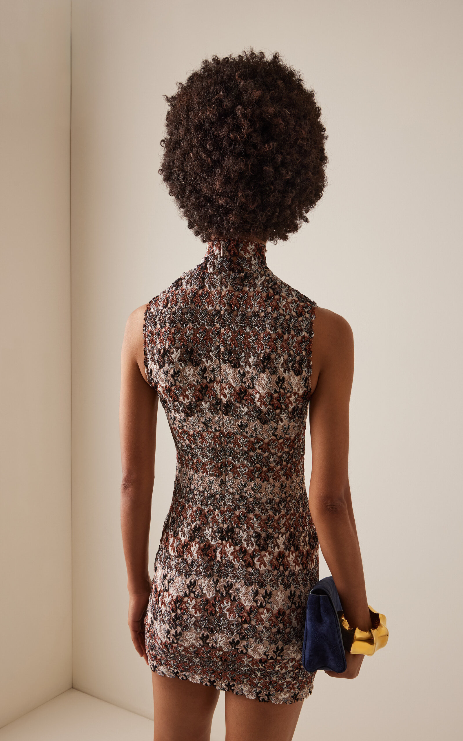 Lamé Lace Mini Dress brown - 4