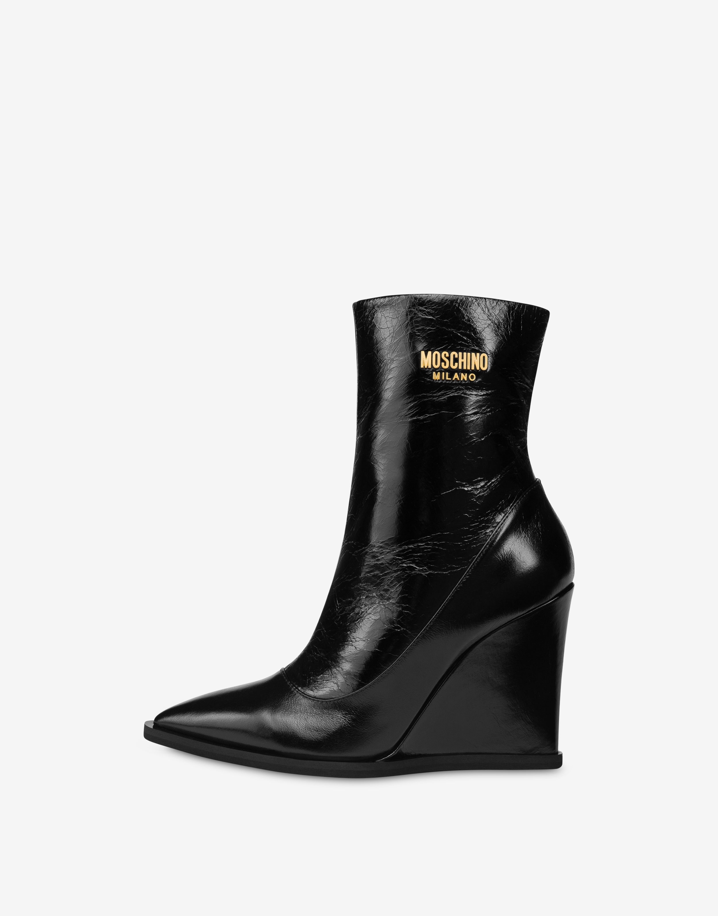 METAL LOGO WEDGE ANKLE BOOTS - 2