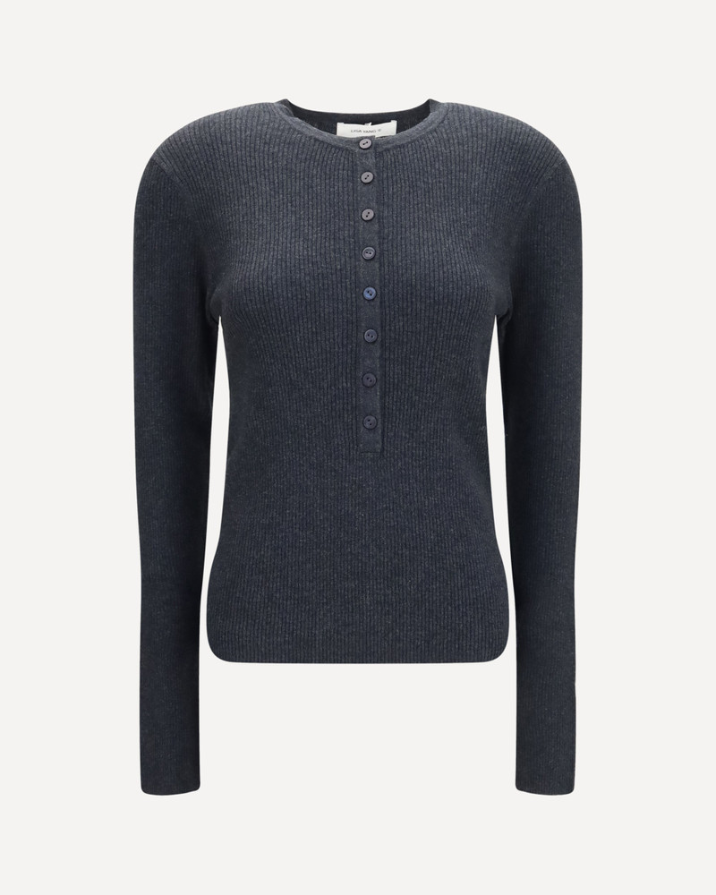Airi Henley Sweater in cotton and cashmere 1