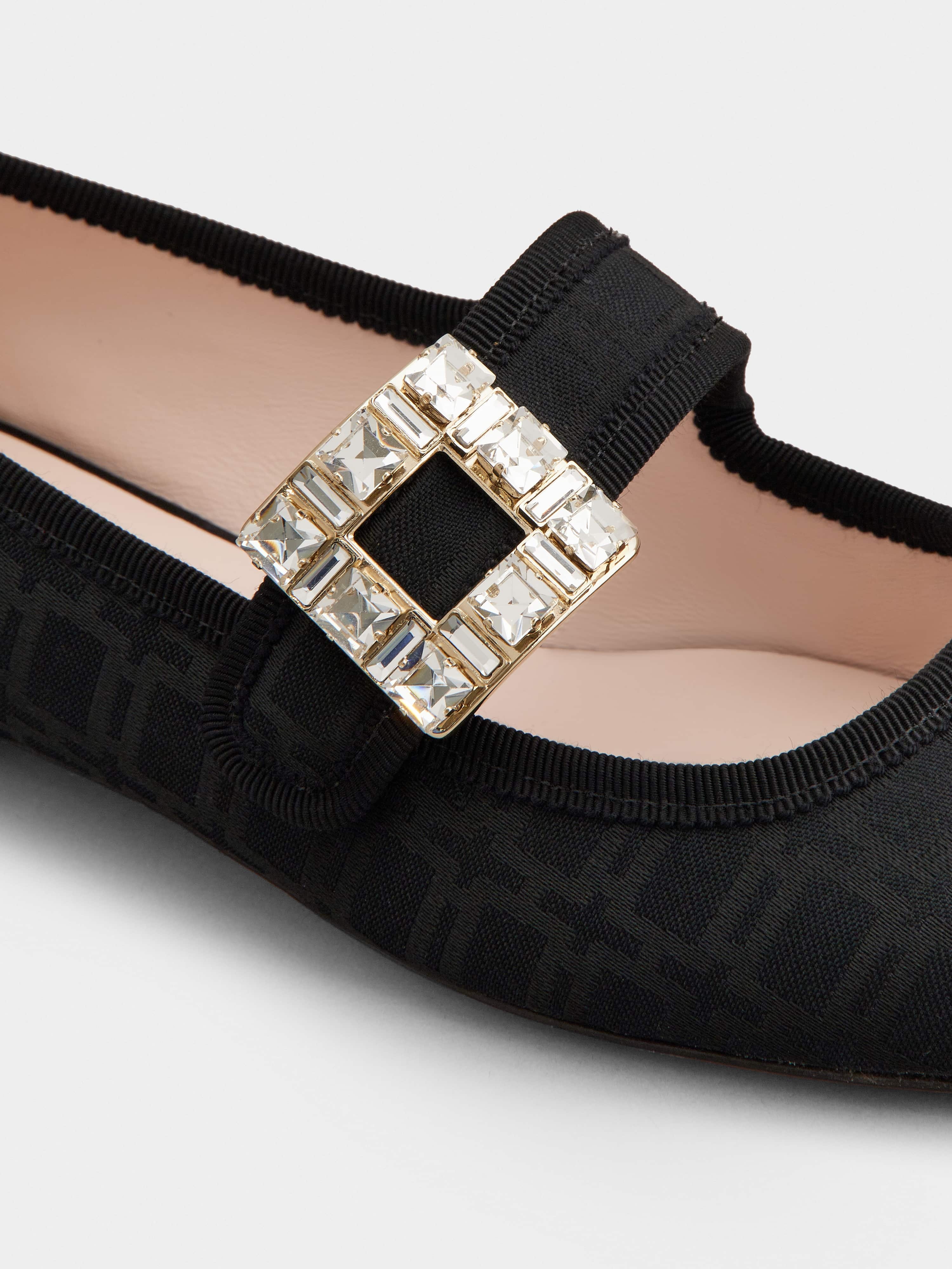 Très Vivier Strass Buckle Babies Ballerinas in Fabric - 3