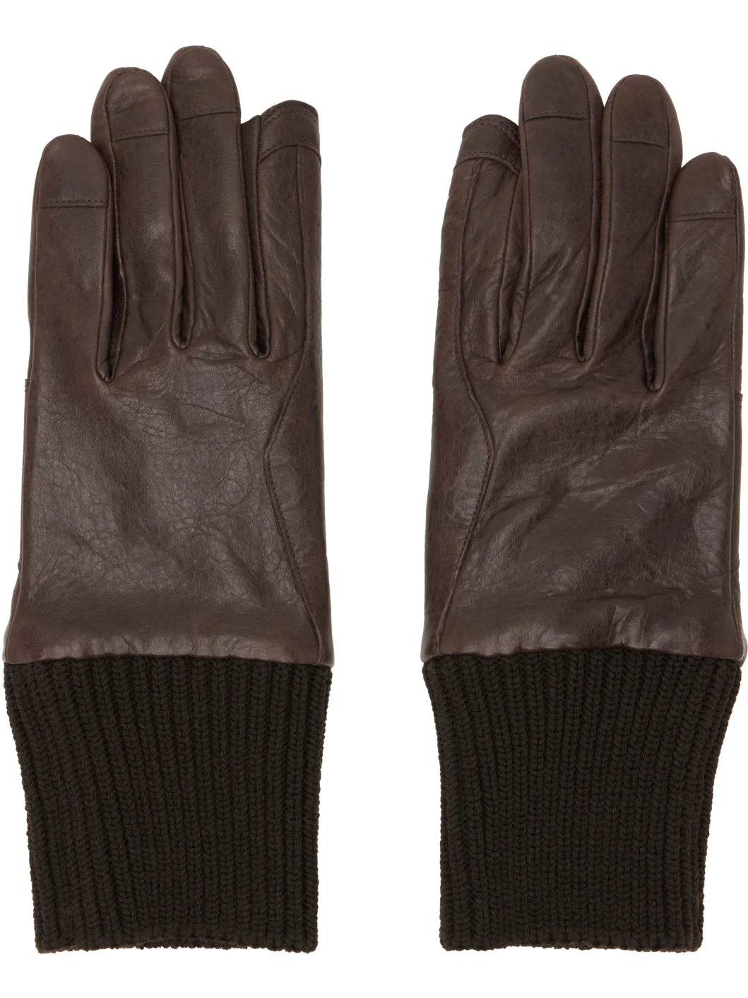Brown Tower Rib Cuff Gloves - 1