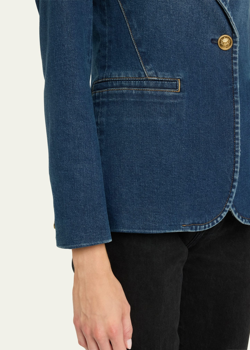 Macey Denim Notch-Collar Fitted Blazer 5
