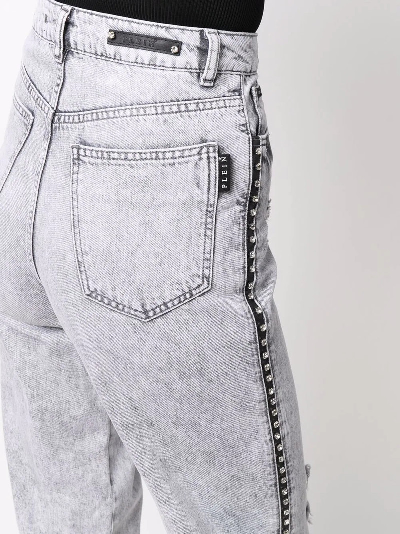 Crystal ripped straight jeans 5