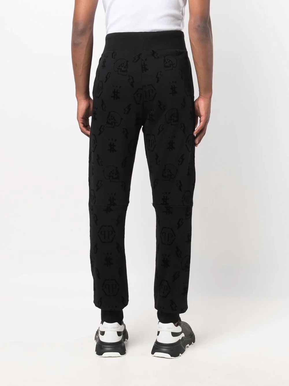 flocked monogram track trousers - 4