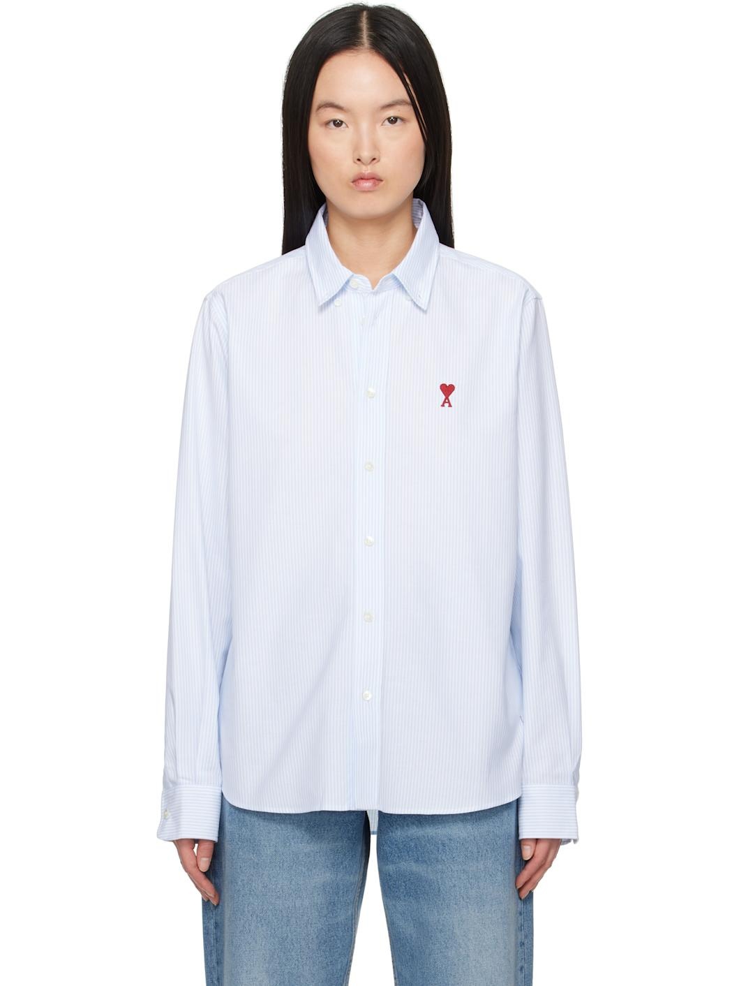 Blue & White Cotton Button-Down Ami de Coeur Shirt - 1