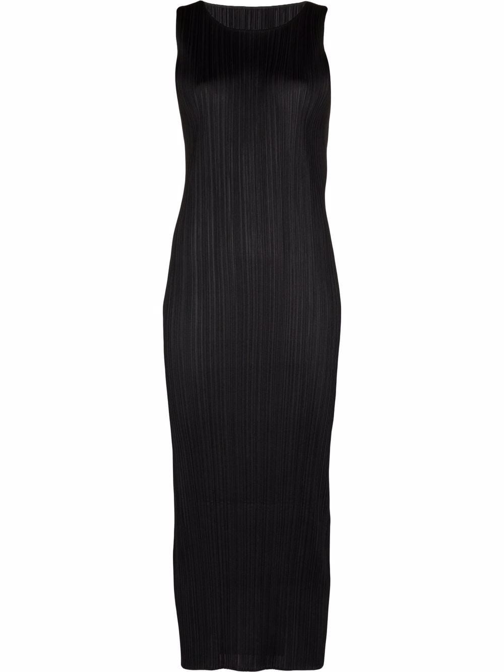 pleated sleeveless column dress - 1