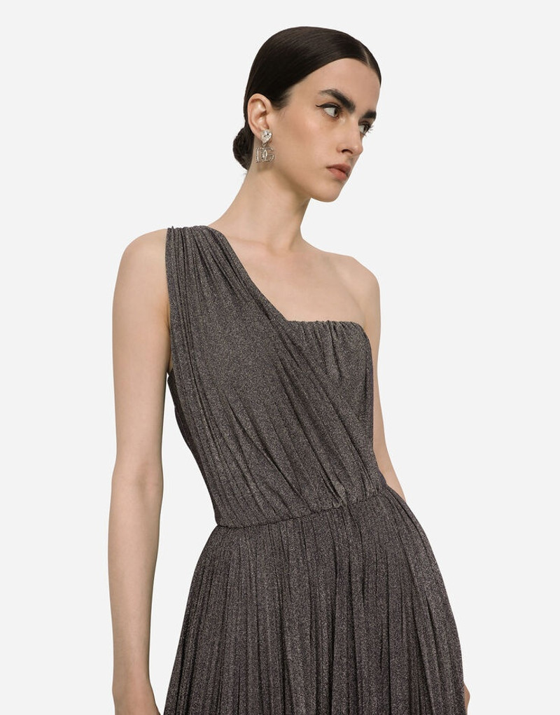 Long lamé jersey one-shoulder 드레스 4