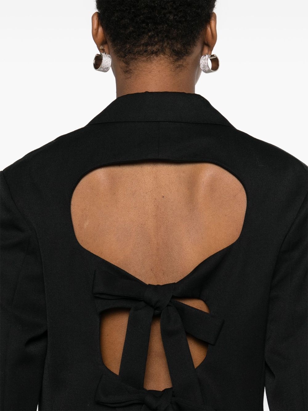 bow-detail cut-out coat - 5