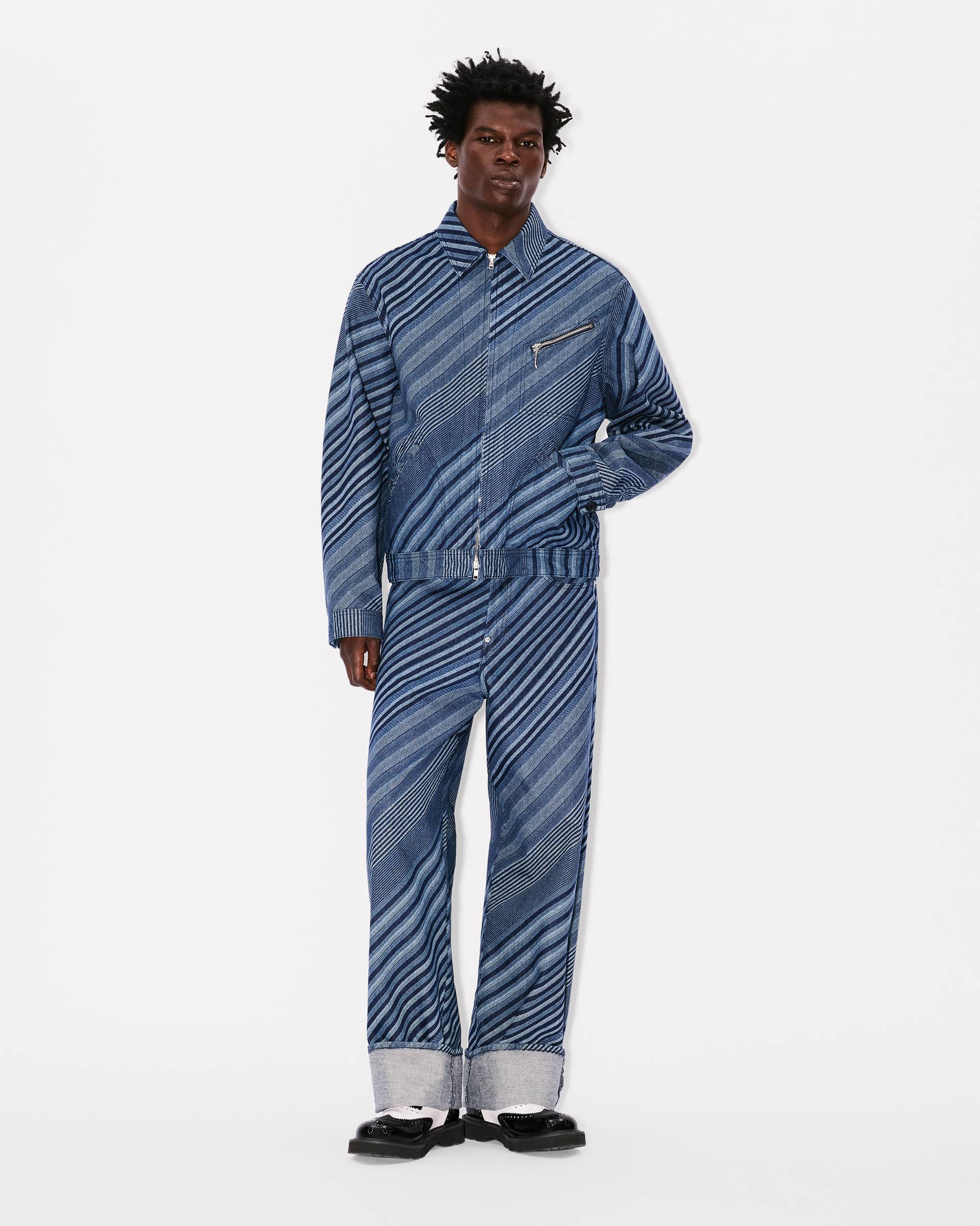 'KENZO Diagonal Stripe' zipped trucker jacket in Japanese denim - 3
