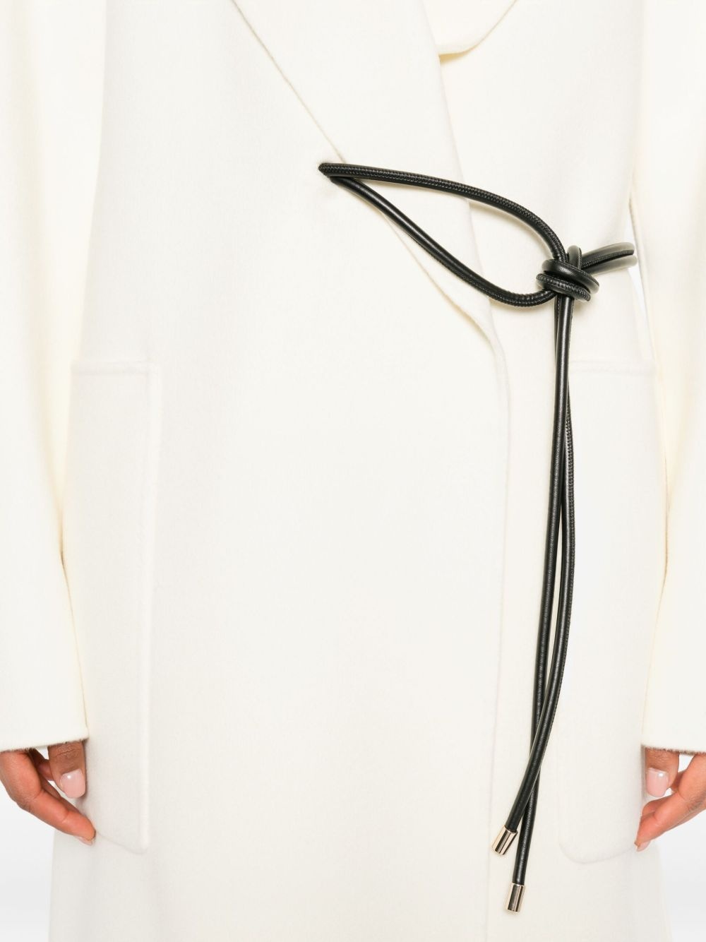 knotted-tie fastening coat - 5