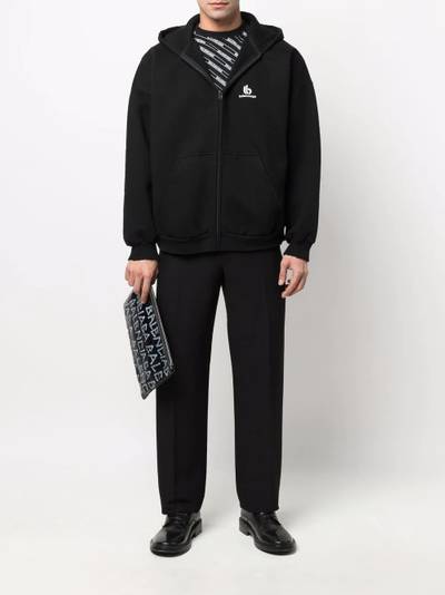 BALENCIAGA embroidered logo zipped hoodie outlook