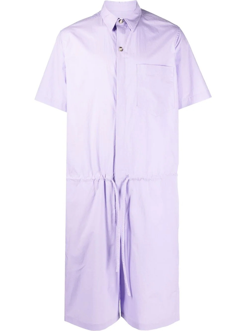 tie-fastening short-sleeved jumpsuit - 1