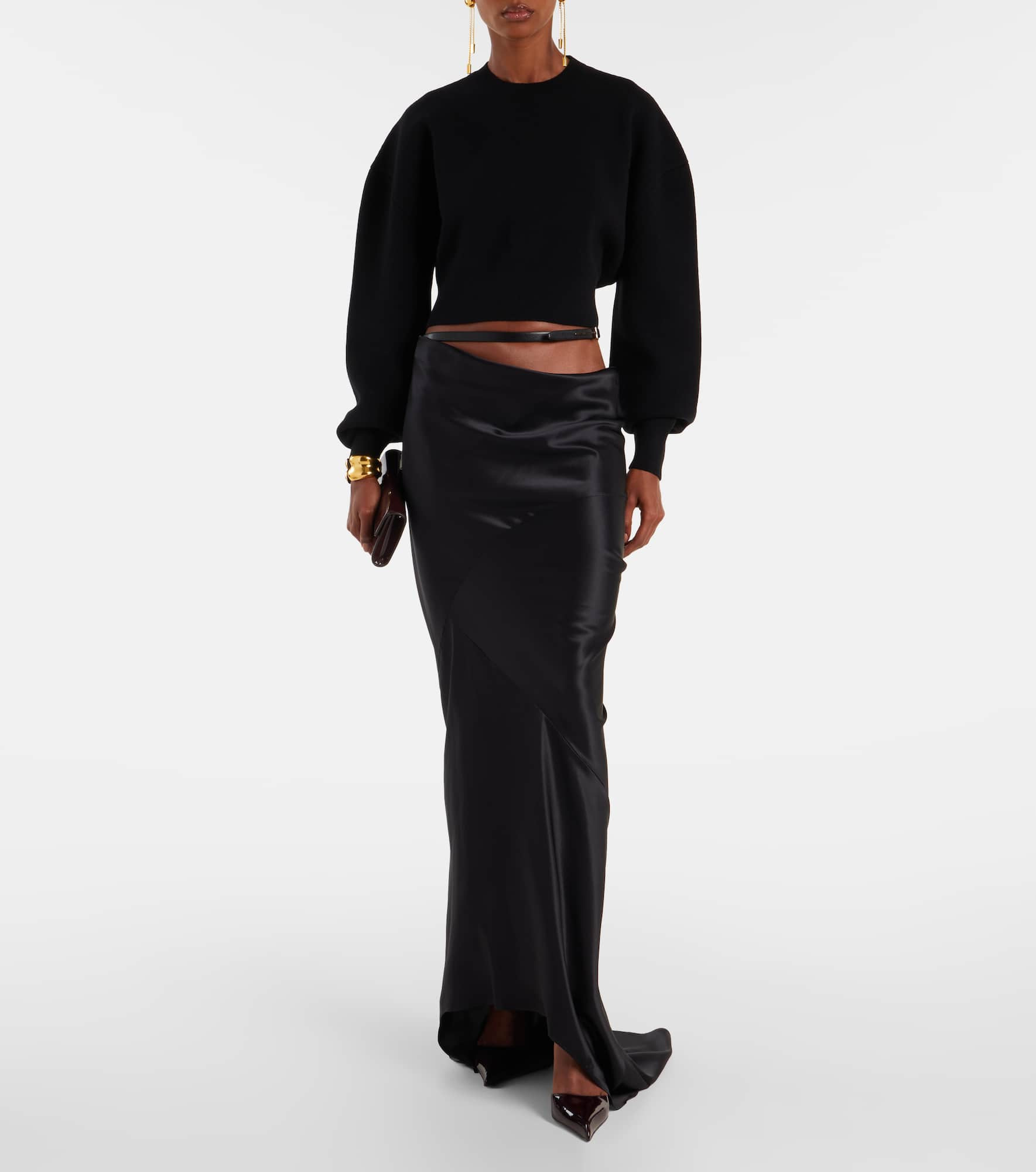 Asymmetric silk satin maxi skirt - 2