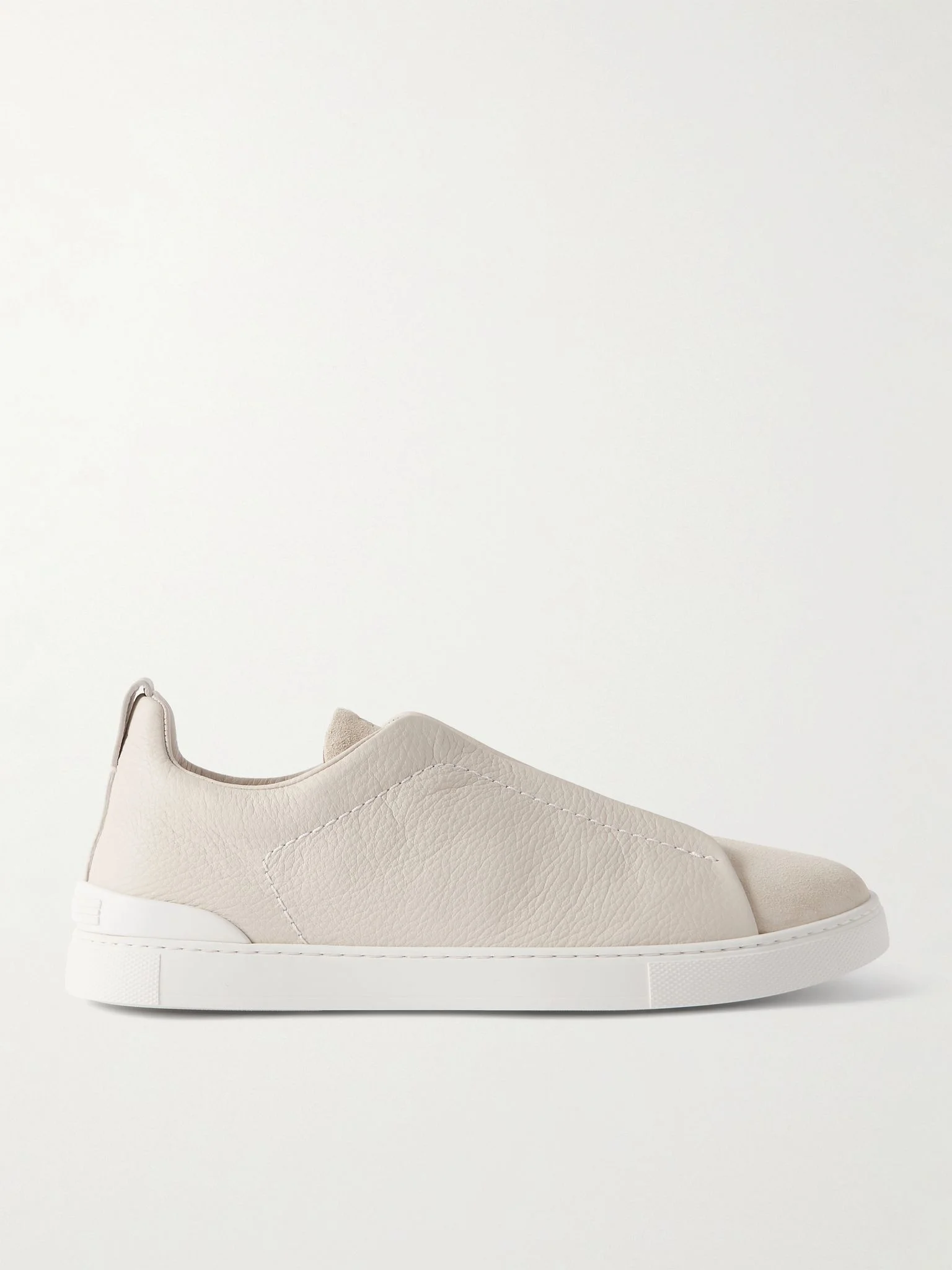 Triple Stitch Full-Grain Leather and Suede Sneakers Off-white - 1