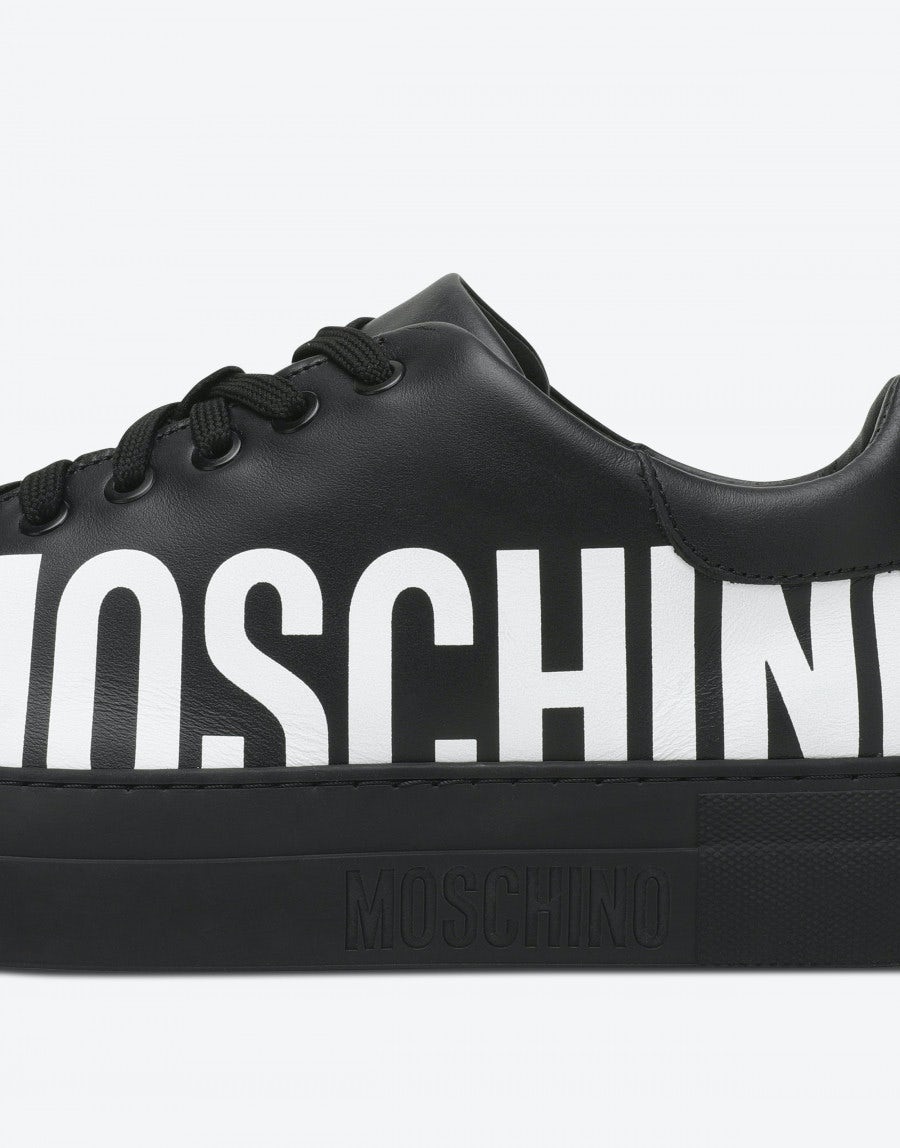 LEATHER SNEAKERS WITH LOGO PRINT - 4