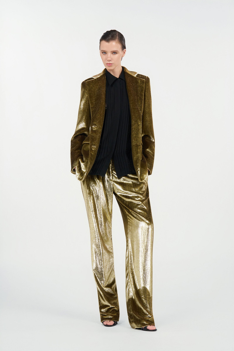 Roberto Cavalli Gold Velvet Blazer outlook