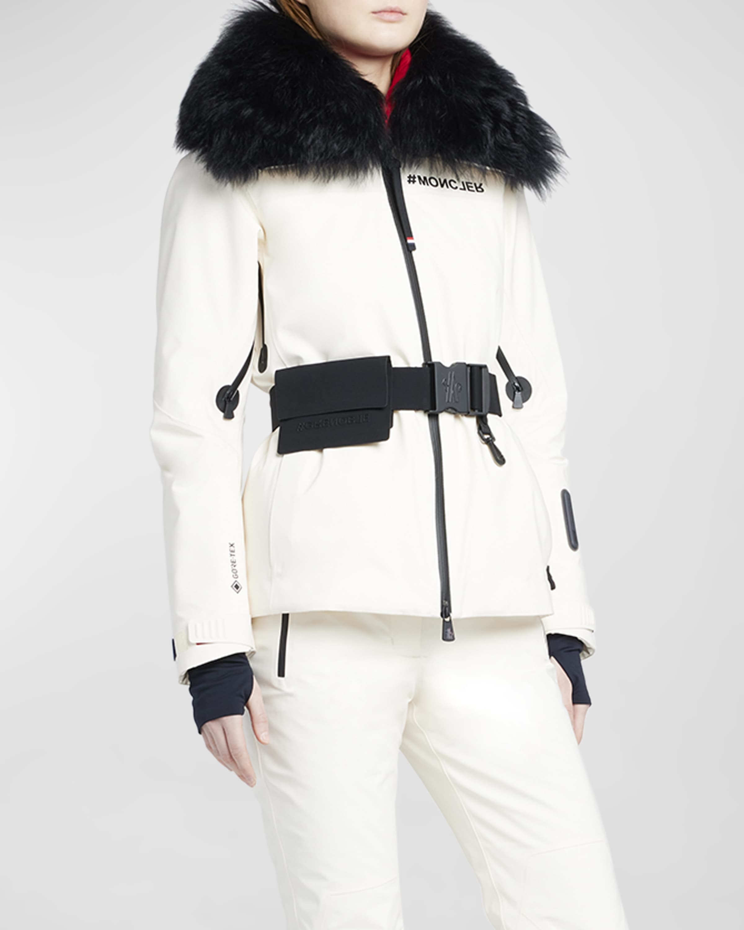 Vizelle Belted Down Jacket with Shearling Ruff - 2