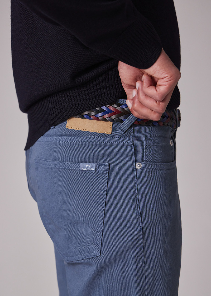 Tapered-Fit Mid Blue Garment-Dyed Organic Cotton-Stretch Jeans 5