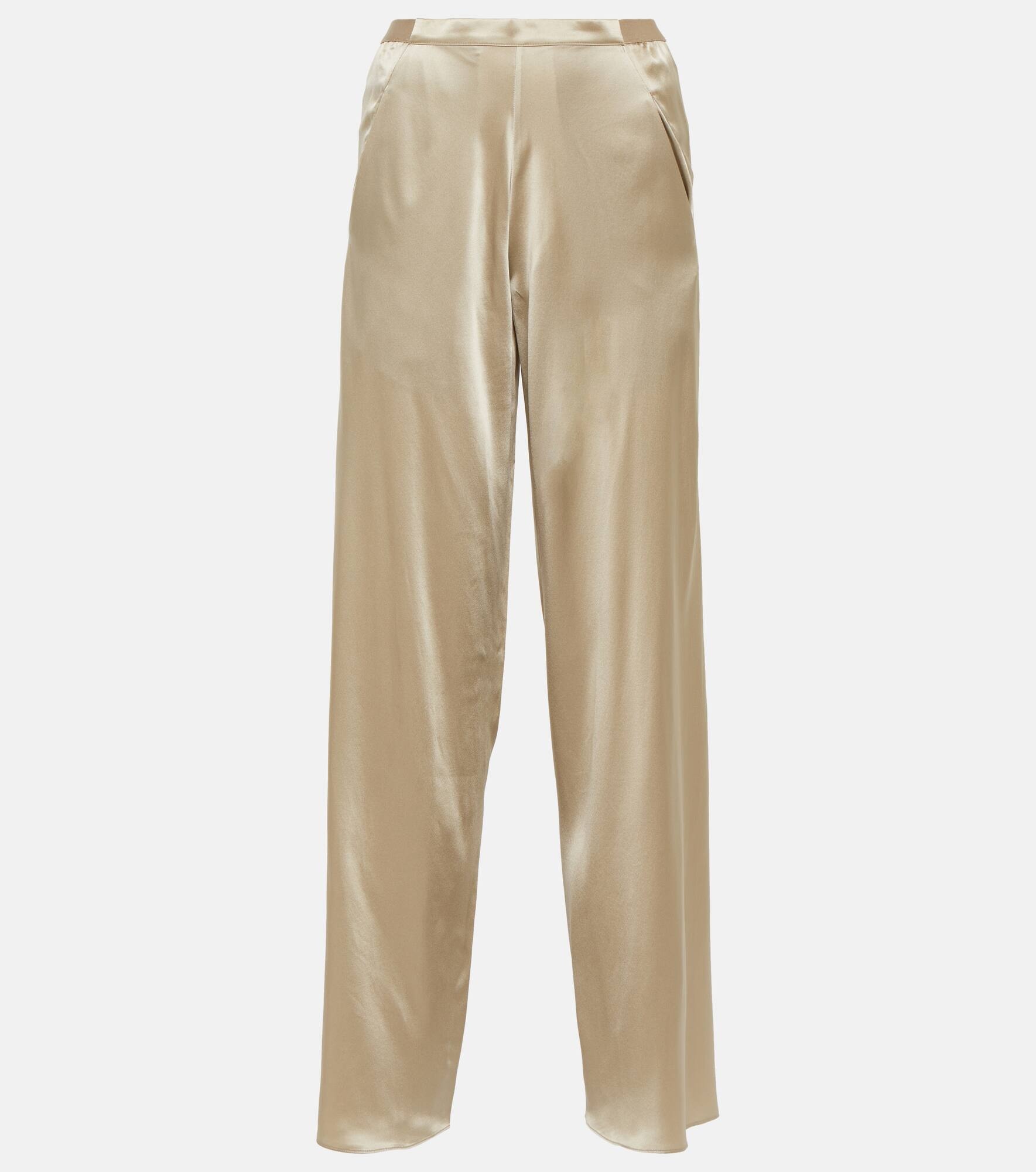 Silk satin straight pants - 1