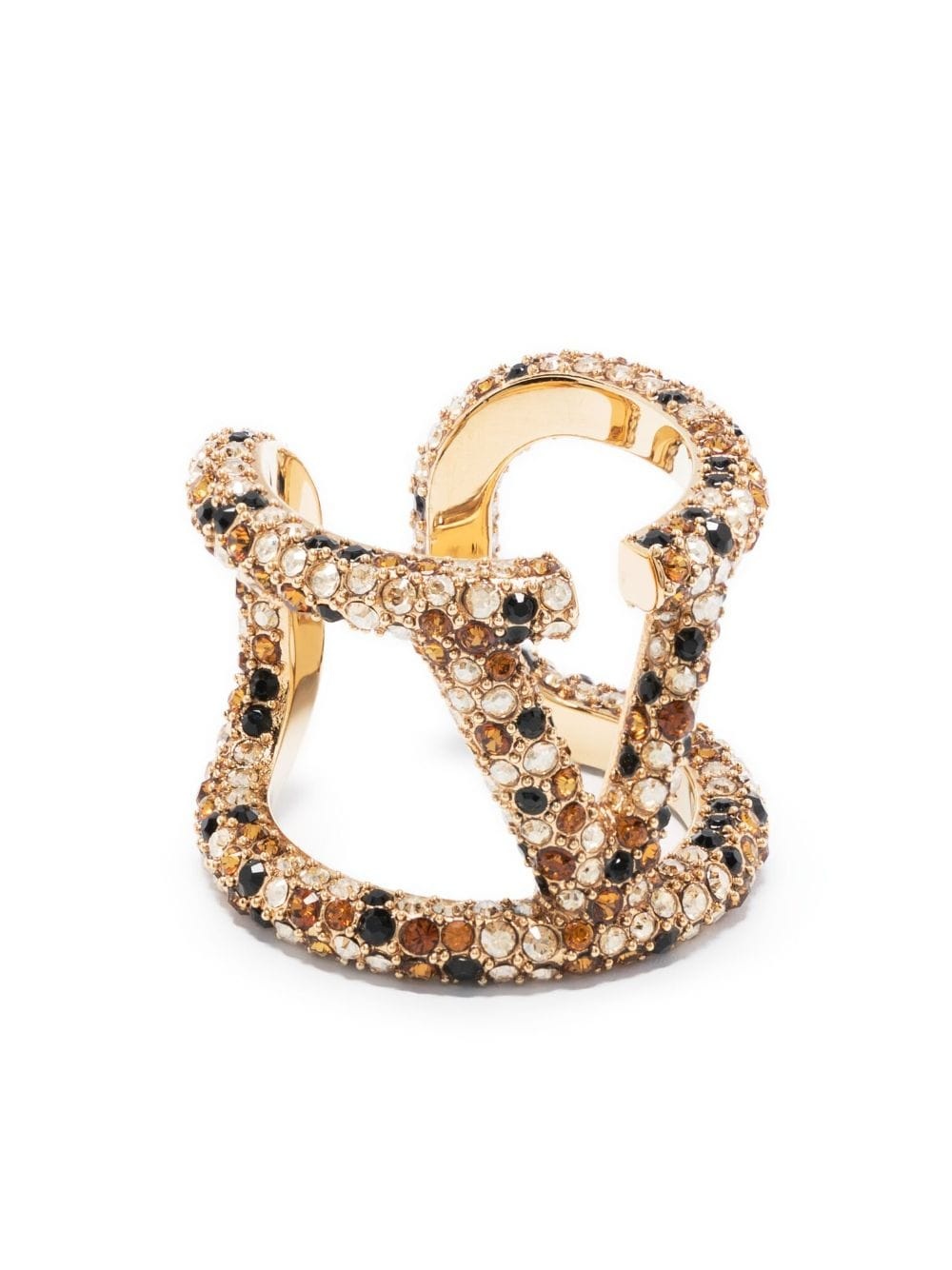 VLogo crystal-embellished ring - 1
