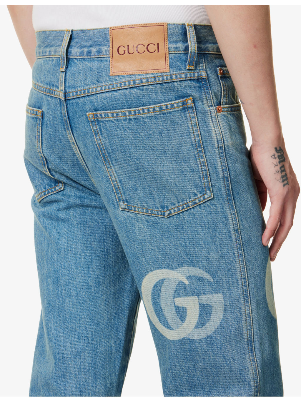 Cropped straight-leg mid-rise denim jeans - 5