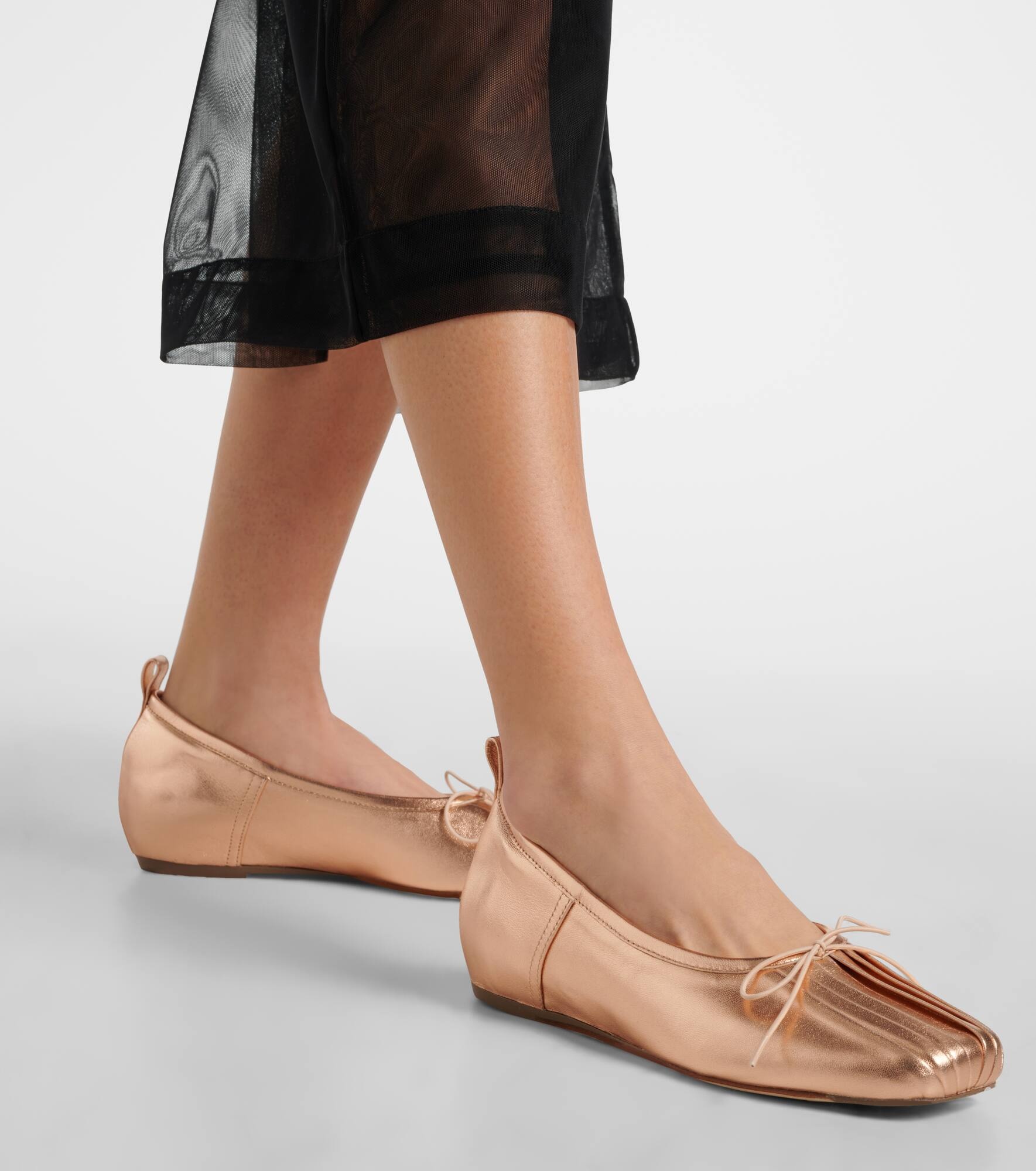 Classic pleated leather ballet flats - 4