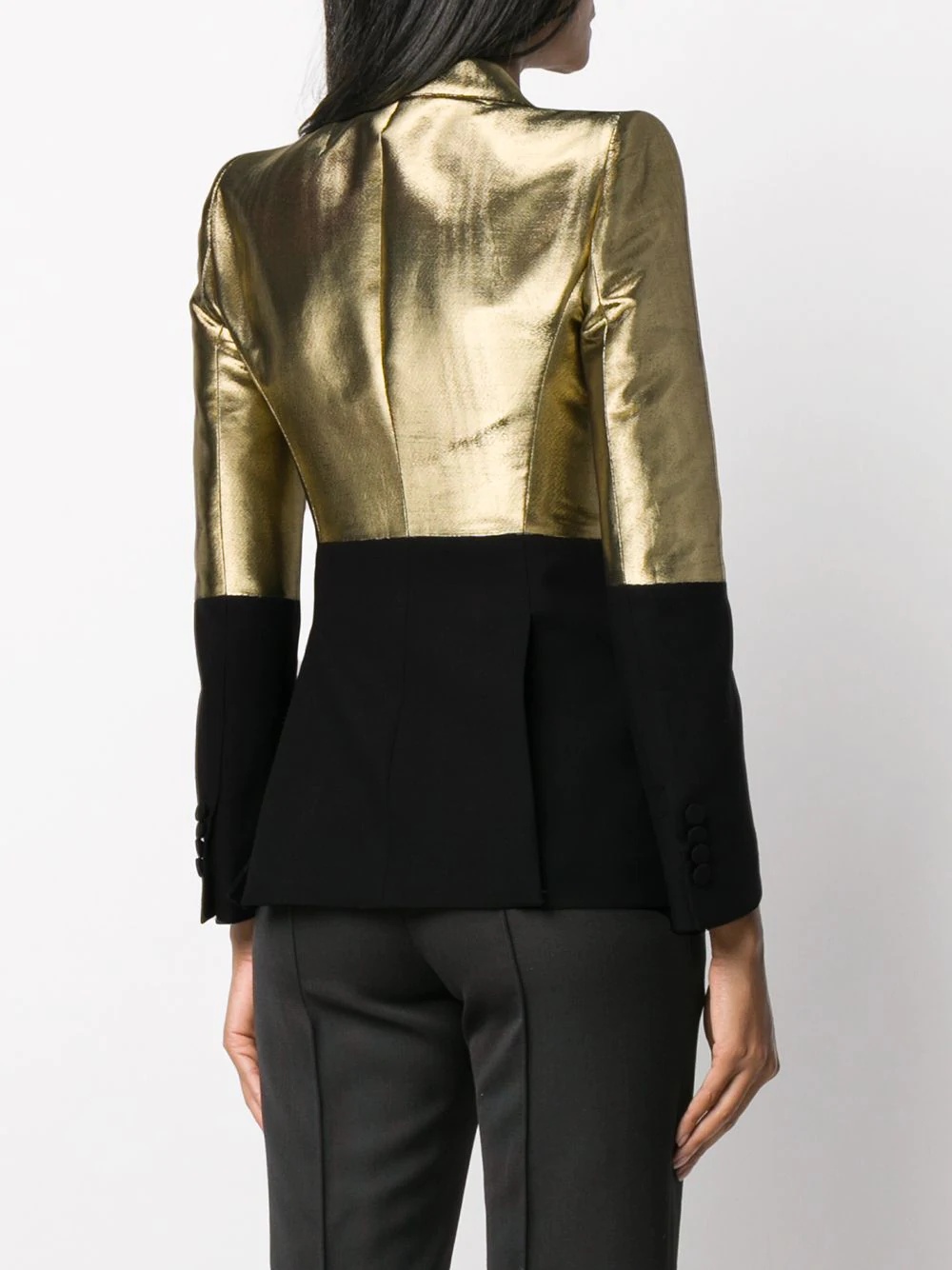 block tone gold and black blazer jacket - 4