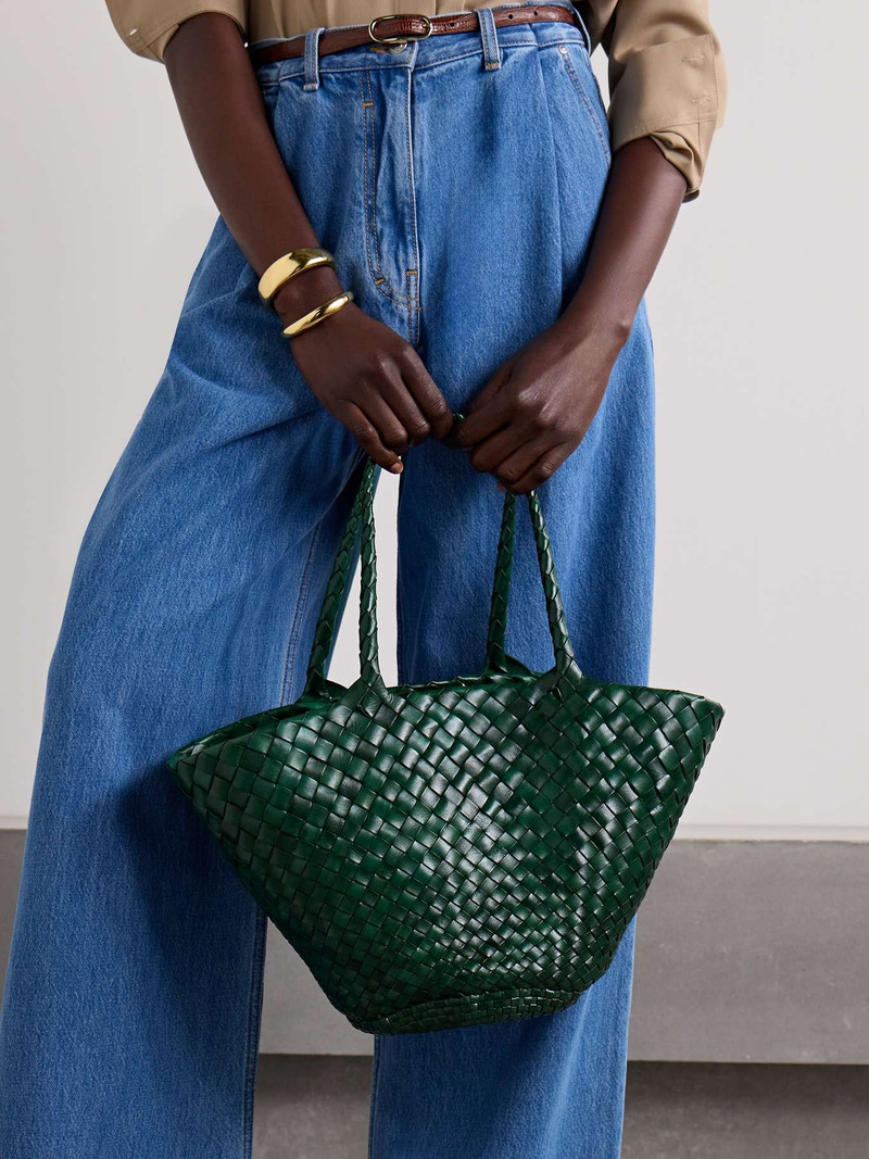 DRAGON DIFFUSION Egola woven leather tote Forest green outlook